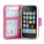 Wholesale iPhone 4S / 4 Leopard Flip Leather Wallet Case  (Hot Pink)